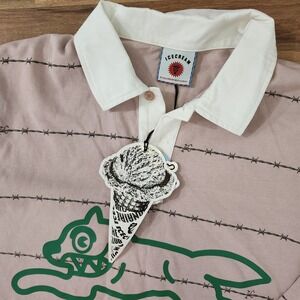NWT ICECREAM BBC Barbed Wire Running Dog Rugby Polo Shirt Long-Sleeve Size Large